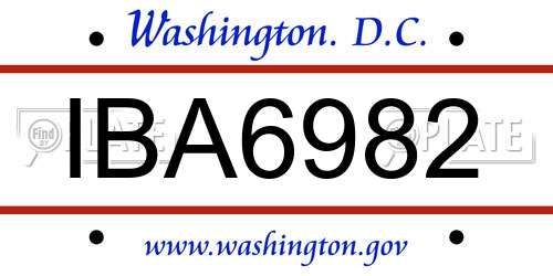 IBA6982 District Of Columbia License Plate