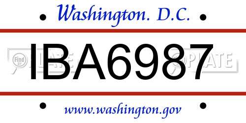 IBA6987 District Of Columbia License Plate