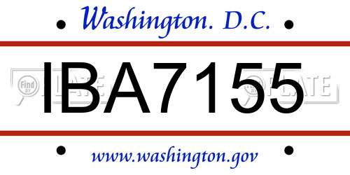 IBA7155 District Of Columbia License Plate