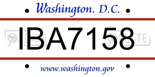 IBA7158 District Of Columbia License Plate