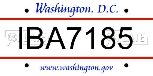 IBA7185 District Of Columbia License Plate