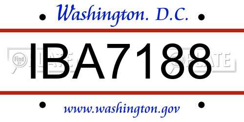 IBA7188 District Of Columbia License Plate