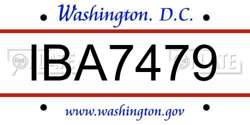 IBA7479 District Of Columbia License Plate