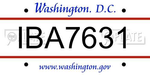 IBA7631 District Of Columbia License Plate