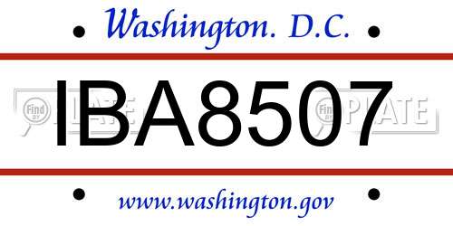 IBA8507 District Of Columbia License Plate
