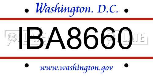 IBA8660 District Of Columbia License Plate