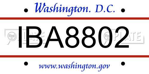 IBA8802 District Of Columbia License Plate