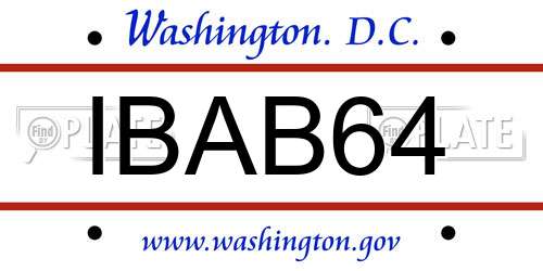 IBAB64 District Of Columbia License Plate