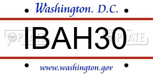 IBAH30 District Of Columbia License Plate
