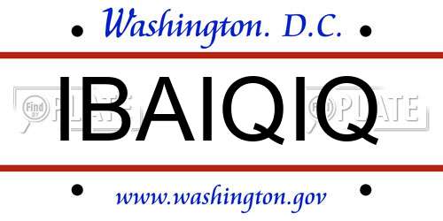 IBAIQIQ District Of Columbia License Plate