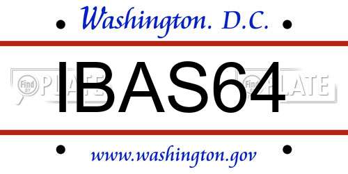 IBAS64 District Of Columbia License Plate