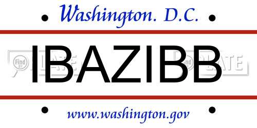 IBAZIBB District Of Columbia License Plate