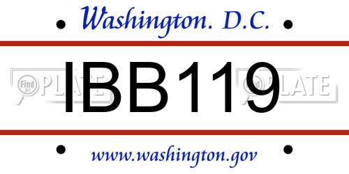 IBB119 District Of Columbia License Plate
