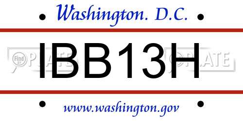 IBB13H District Of Columbia License Plate