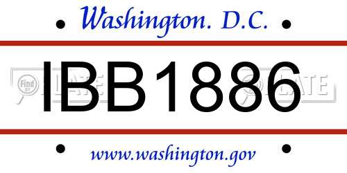 IBB1886 District Of Columbia License Plate