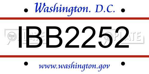 IBB2252 District Of Columbia License Plate