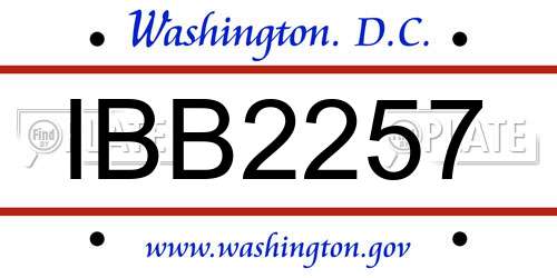 IBB2257 District Of Columbia License Plate
