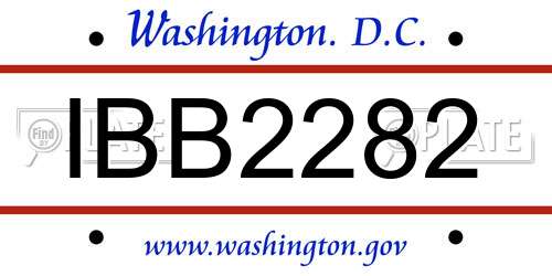 IBB2282 District Of Columbia License Plate