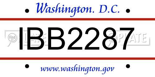 IBB2287 District Of Columbia License Plate
