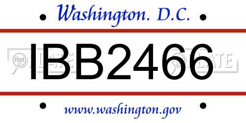IBB2466 District Of Columbia License Plate