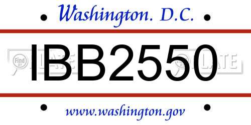 IBB2550 District Of Columbia License Plate