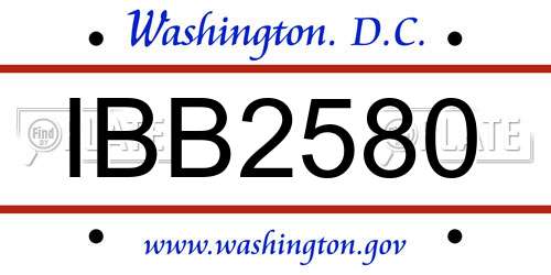 IBB2580 District Of Columbia License Plate