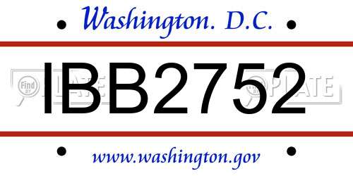 IBB2752 District Of Columbia License Plate