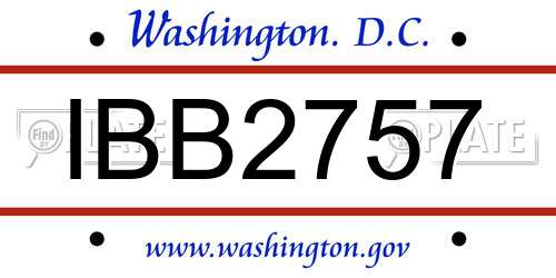 IBB2757 District Of Columbia License Plate