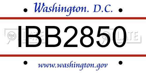 IBB2850 District Of Columbia License Plate
