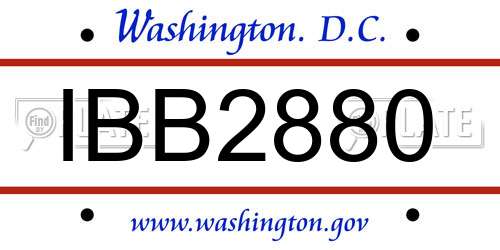 IBB2880 District Of Columbia License Plate