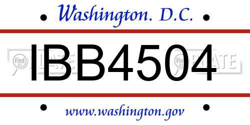 IBB4504 District Of Columbia License Plate