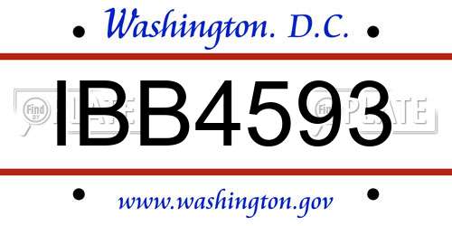 IBB4593 District Of Columbia License Plate