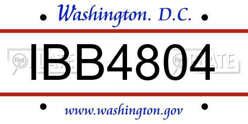 IBB4804 District Of Columbia License Plate