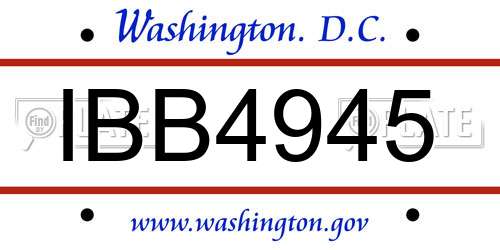 IBB4945 District Of Columbia License Plate