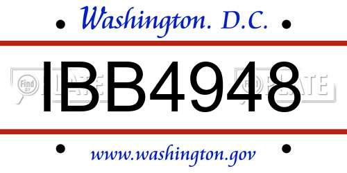 IBB4948 District Of Columbia License Plate