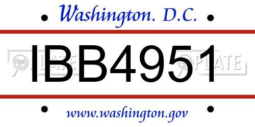 IBB4951 District Of Columbia License Plate