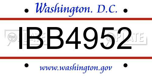 IBB4952 District Of Columbia License Plate