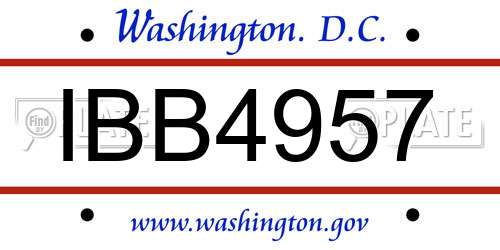 IBB4957 District Of Columbia License Plate