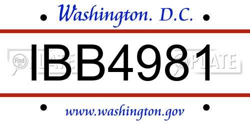 IBB4981 District Of Columbia License Plate