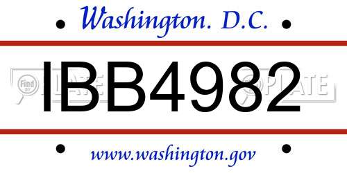 IBB4982 District Of Columbia License Plate