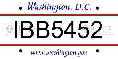 IBB5452 District Of Columbia License Plate