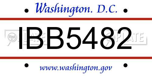 IBB5482 District Of Columbia License Plate