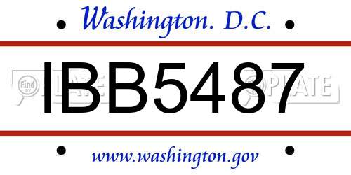 IBB5487 District Of Columbia License Plate
