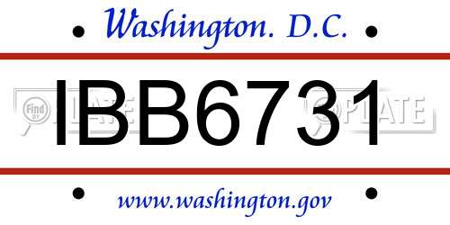 IBB6731 District Of Columbia License Plate