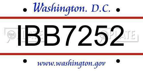IBB7252 District Of Columbia License Plate