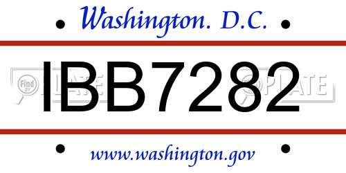 IBB7282 District Of Columbia License Plate