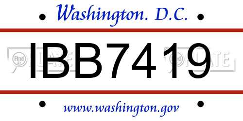 IBB7419 District Of Columbia License Plate