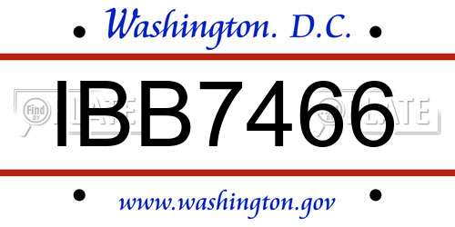 IBB7466 District Of Columbia License Plate