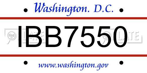 IBB7550 District Of Columbia License Plate
