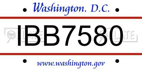 IBB7580 District Of Columbia License Plate